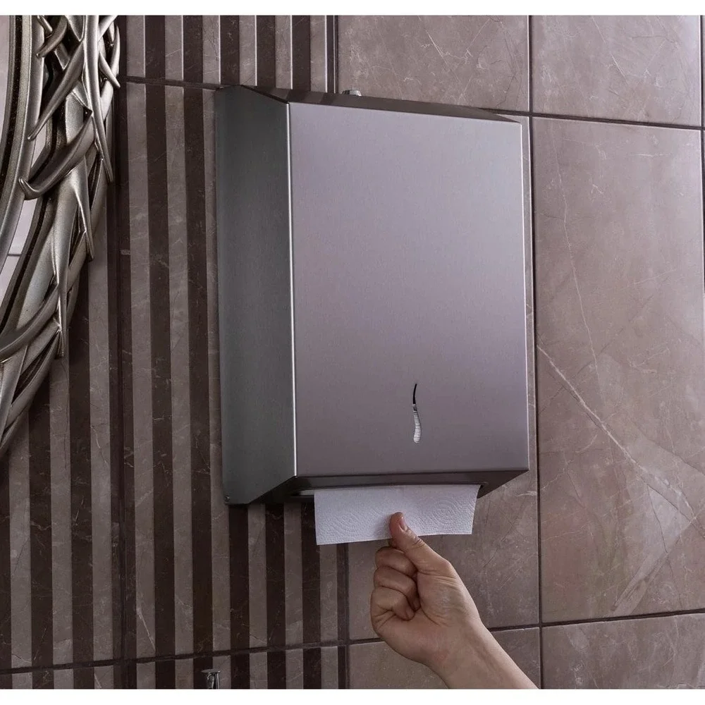 Vellora Paper Towel Dispenser SS304 Stainless Steel Lock Wall Mount 400 C-Fold